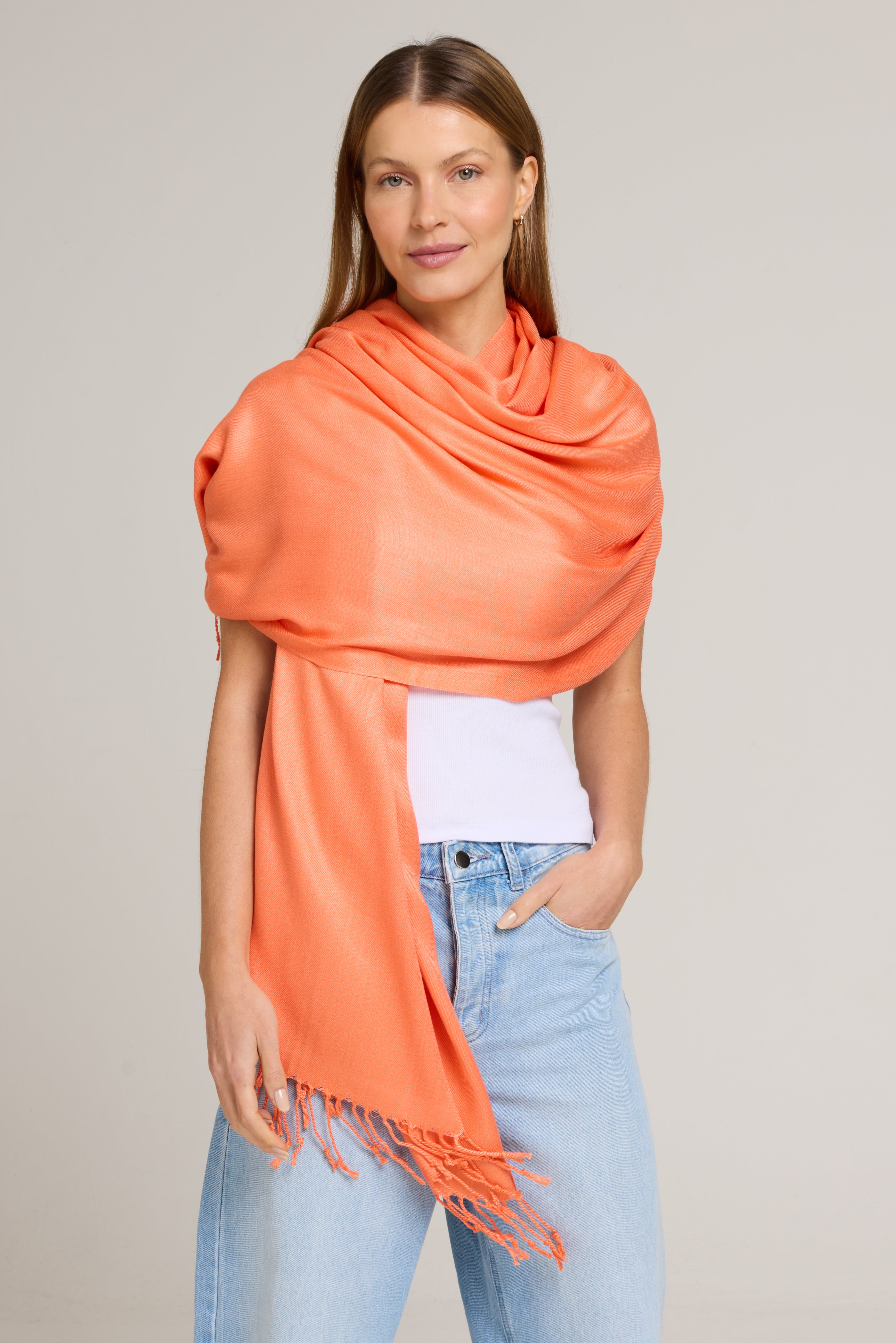 【ANDREA&co.】SCARF ART ROMPERS Mサイズ pashmina-coral-viscose-