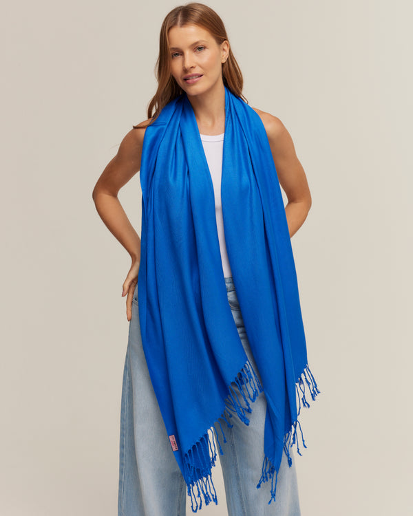 Blue viscose pashmina | 70x180cm