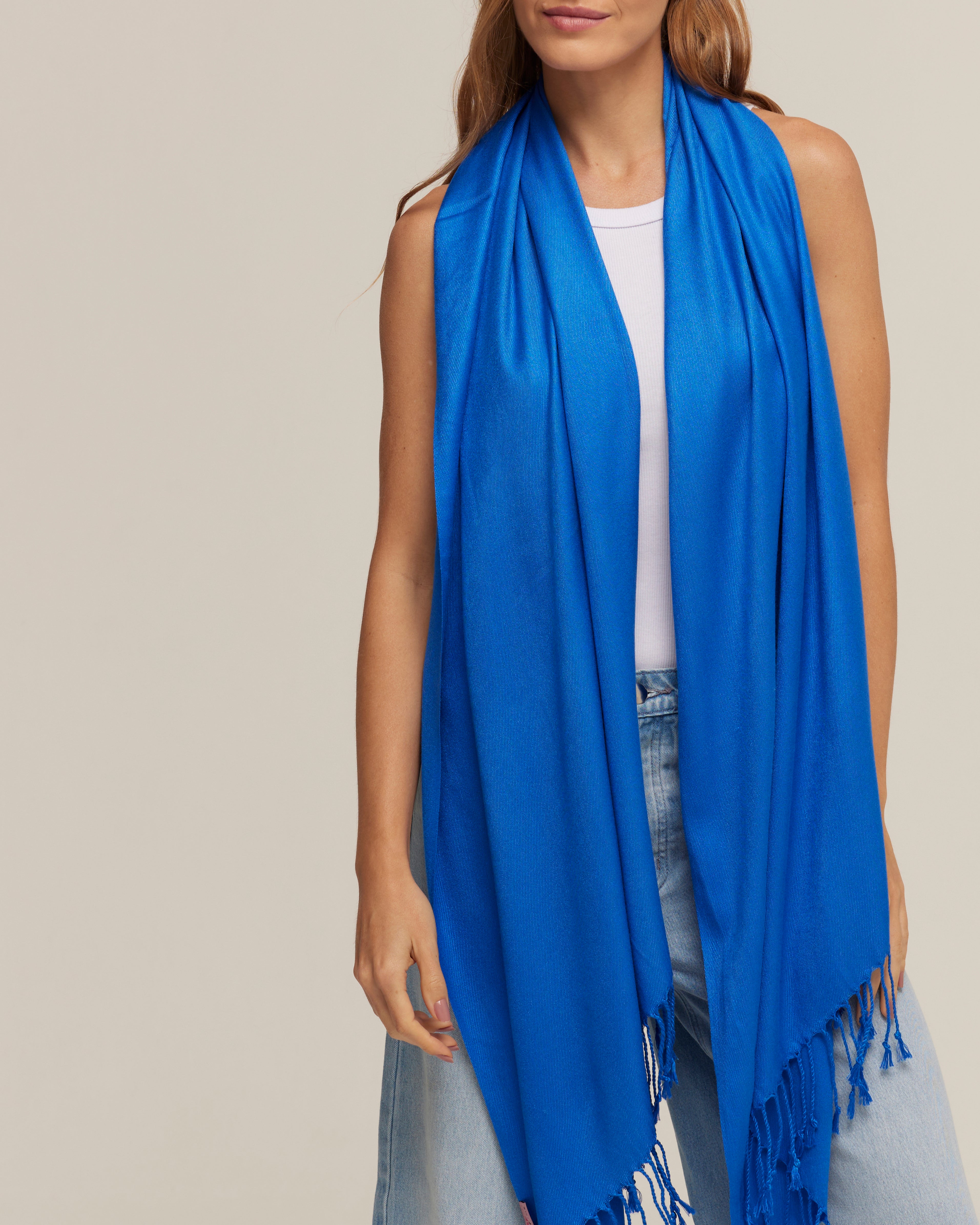 Pashmina azul de viscose | 70x180cm