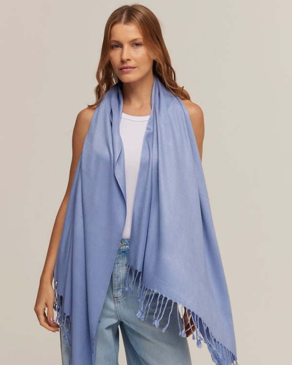Denim blue viscose pashmina | 70x180cm