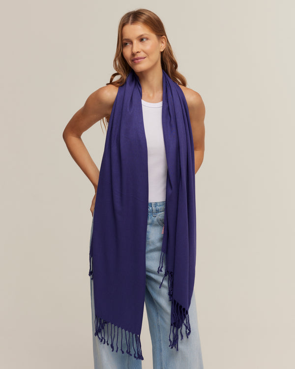 Navy blue viscose pashmina | 70x180cm