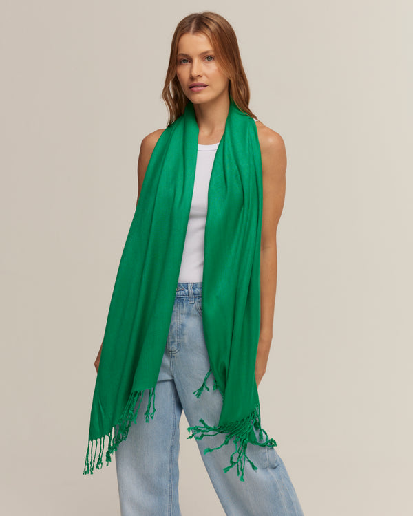 Flag green viscose pashmina | 70x180cm