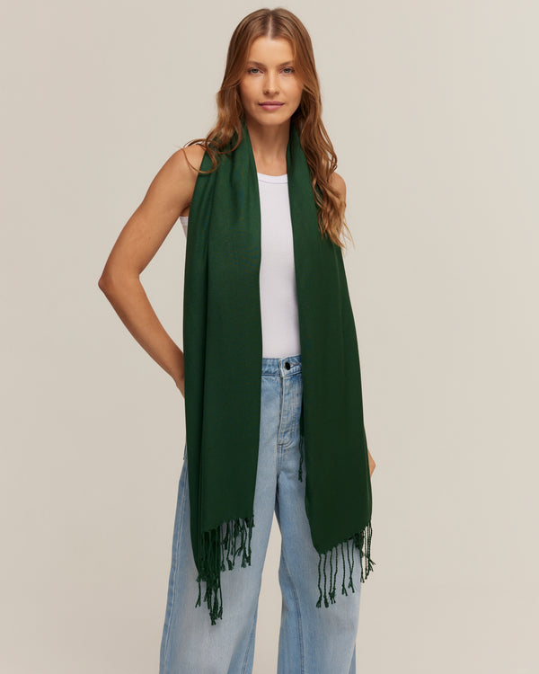 Emerald green viscose pashmina | 70x180cm