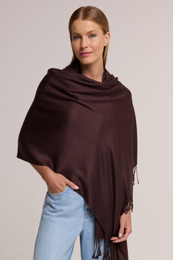 Brown viscose pashmina | 70x180cm