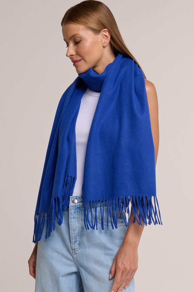 Royal blue pashmina with a wool feel