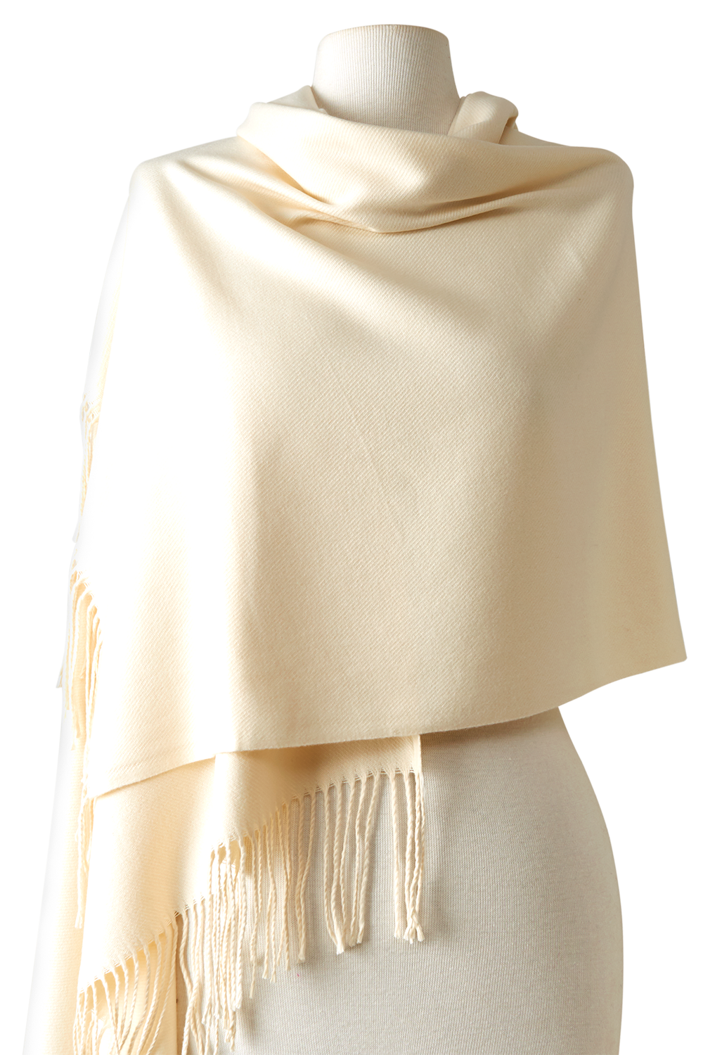 Pashmina lisa em toque de lã off white | 70x180cm