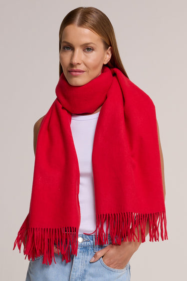 Red pashmina with a wool touch