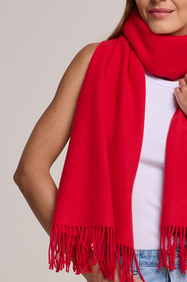 Red pashmina with a wool touch