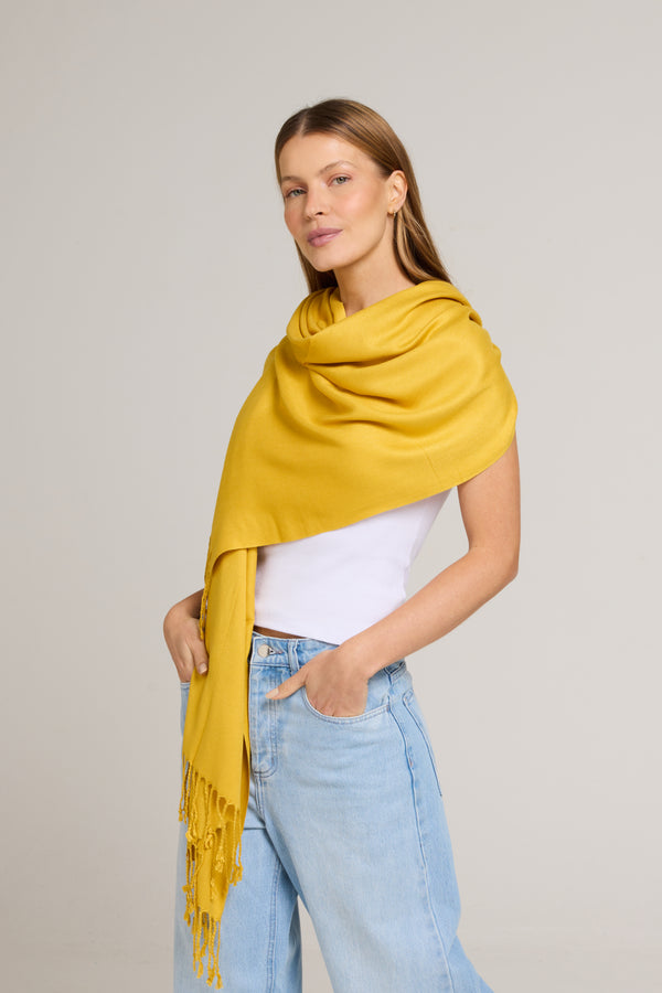 Mustard viscose pashmina | 70x180cm