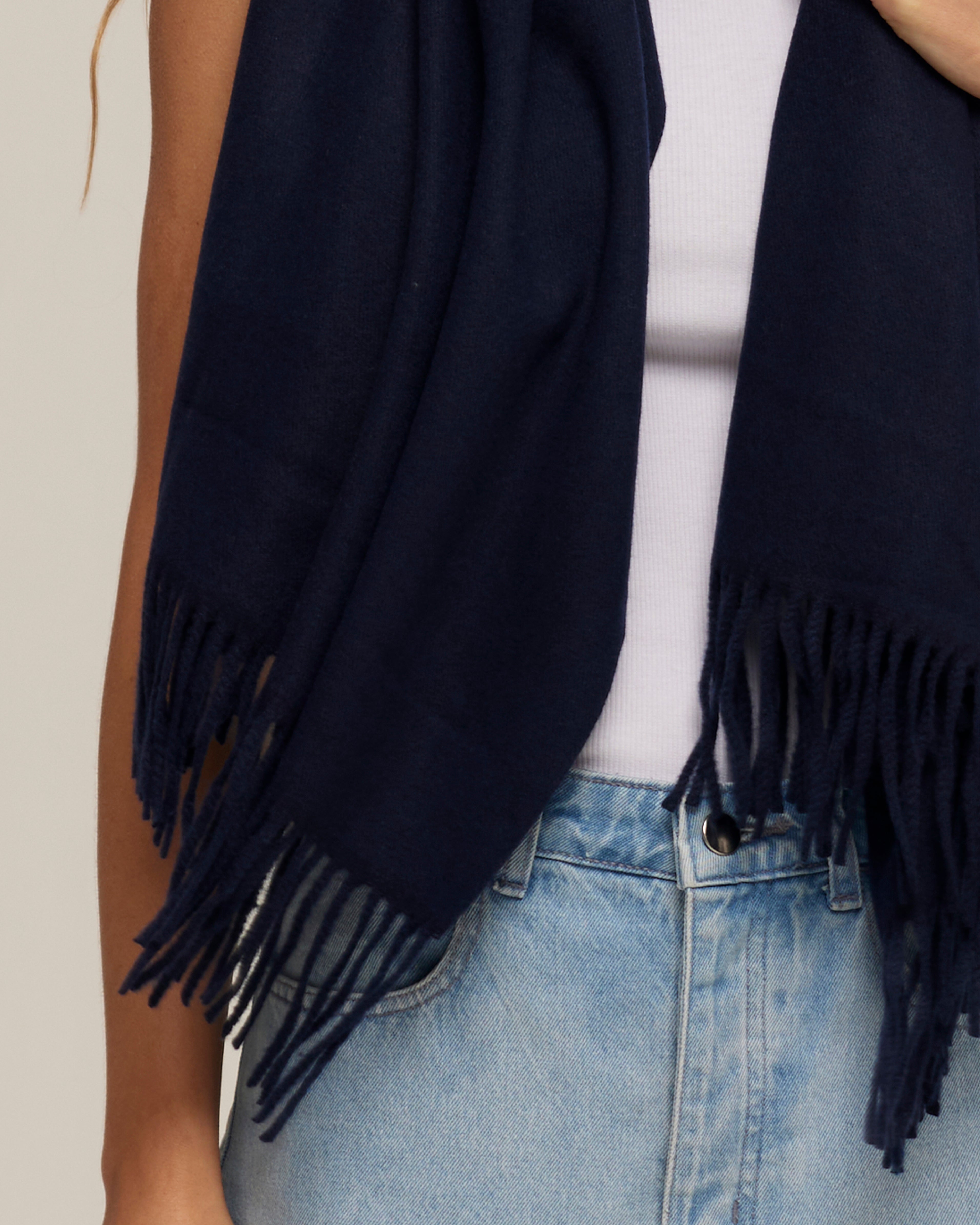 Navy blue pashmina with a wool feel