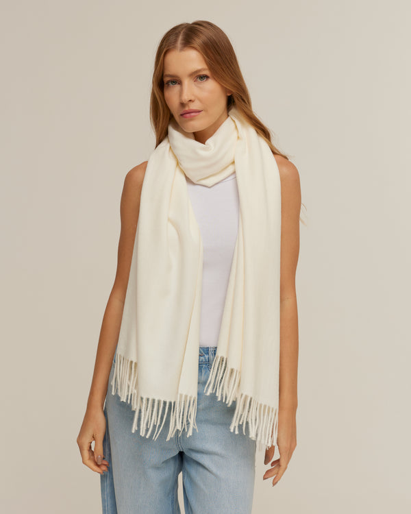 Off-white pashmina with a wool feel