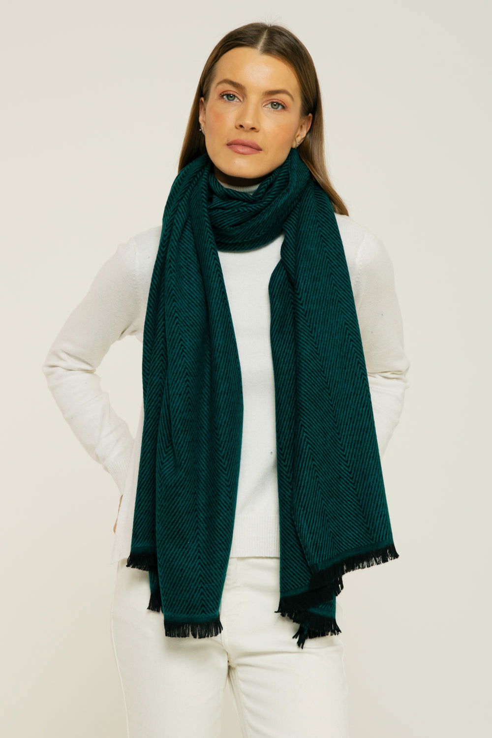   - Cashmere Espinha de peixe verde/preto- Scarf Me 