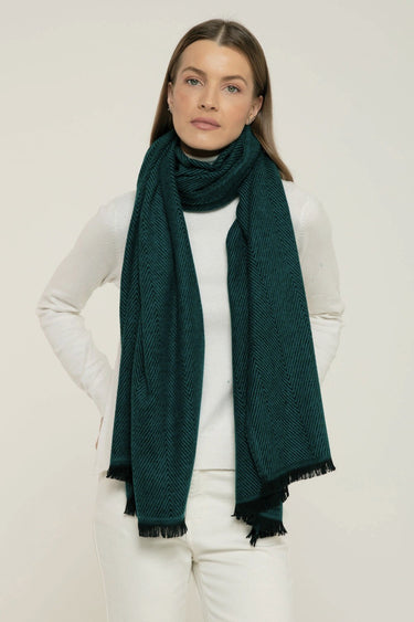 Cashmere Espinha de peixe verde/preto