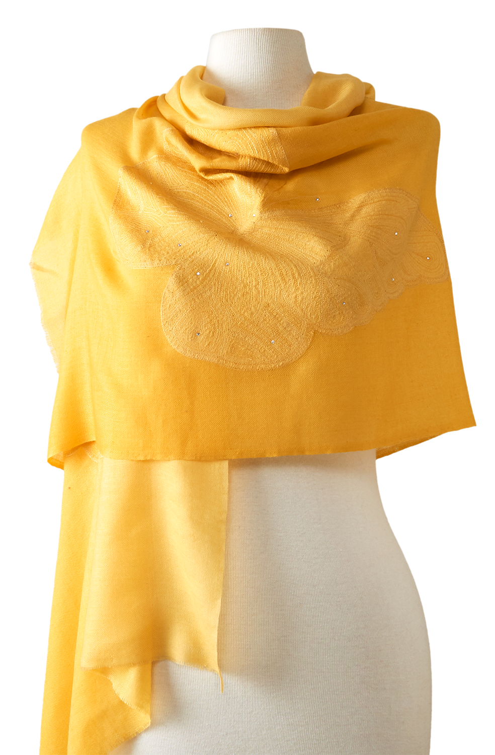 Cashmere Embroidered butterfly yellow