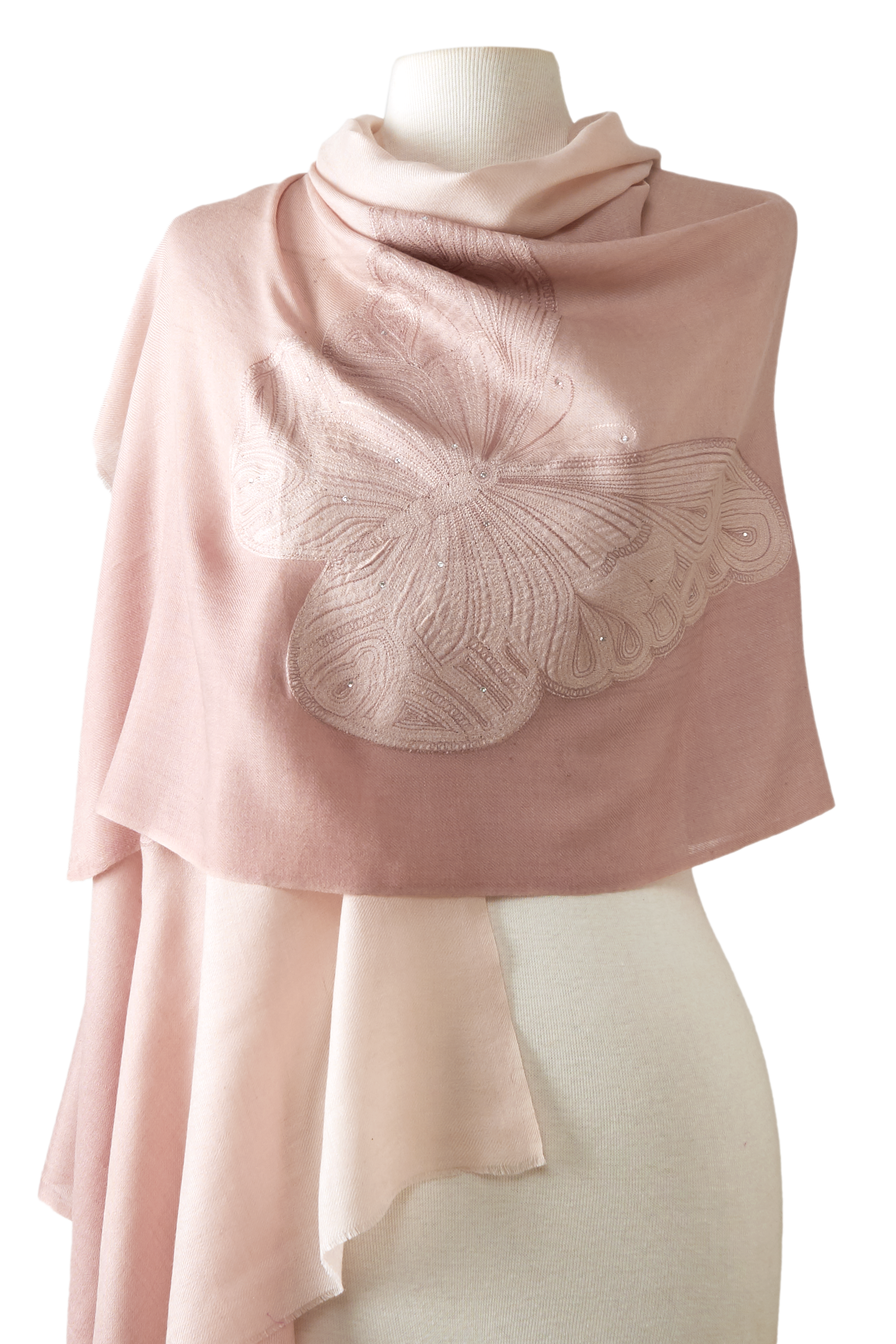 Cashmere Embroidered butterfly nude