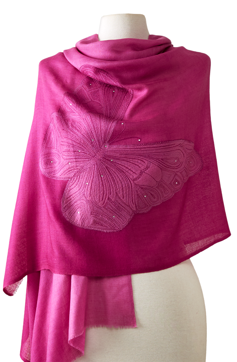 Cashmere Purple butterfly embroidery
