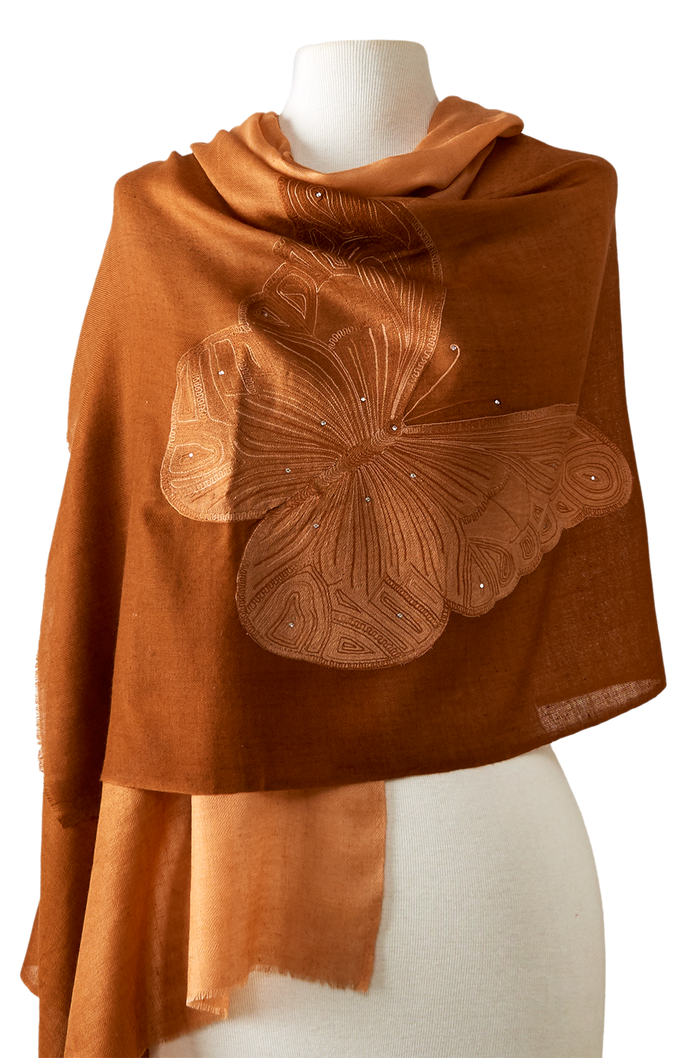 Cashmere Embroidered Butterfly Honey