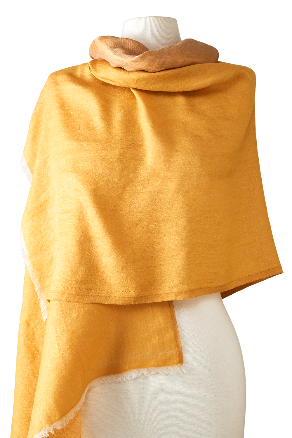 Double Sided Cashmere with Yellow Silk Zari | 75X200cm