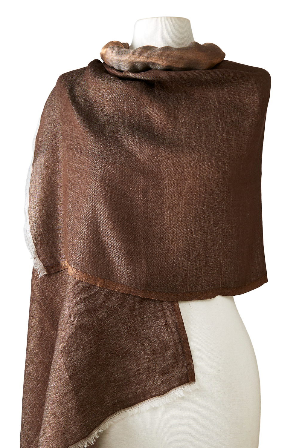 Double Sided Cashmere with Brown Silk Zari | 75X200cm
