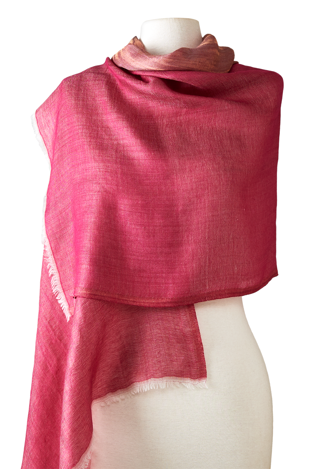 Double-sided Cashmere with Zari pink silk | 75X200cm