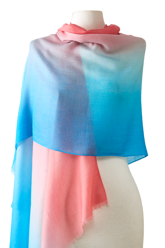   - Cashmere Himalaia degradê azul/rosa- Scarf Me 