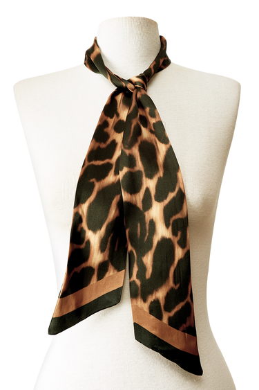 Twilly Leopardo em cetim de poliéster | 8x130cm
