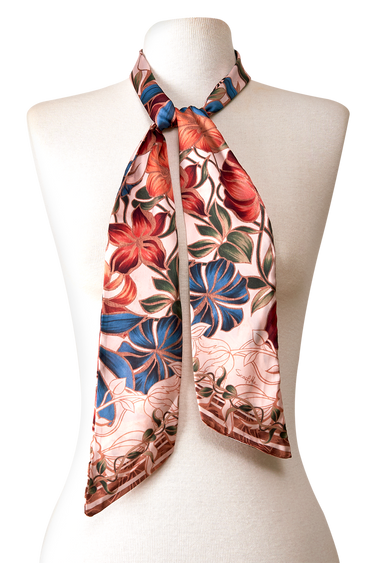 Twilly Marble Flowers em cetim de poliéster | 8x130cm