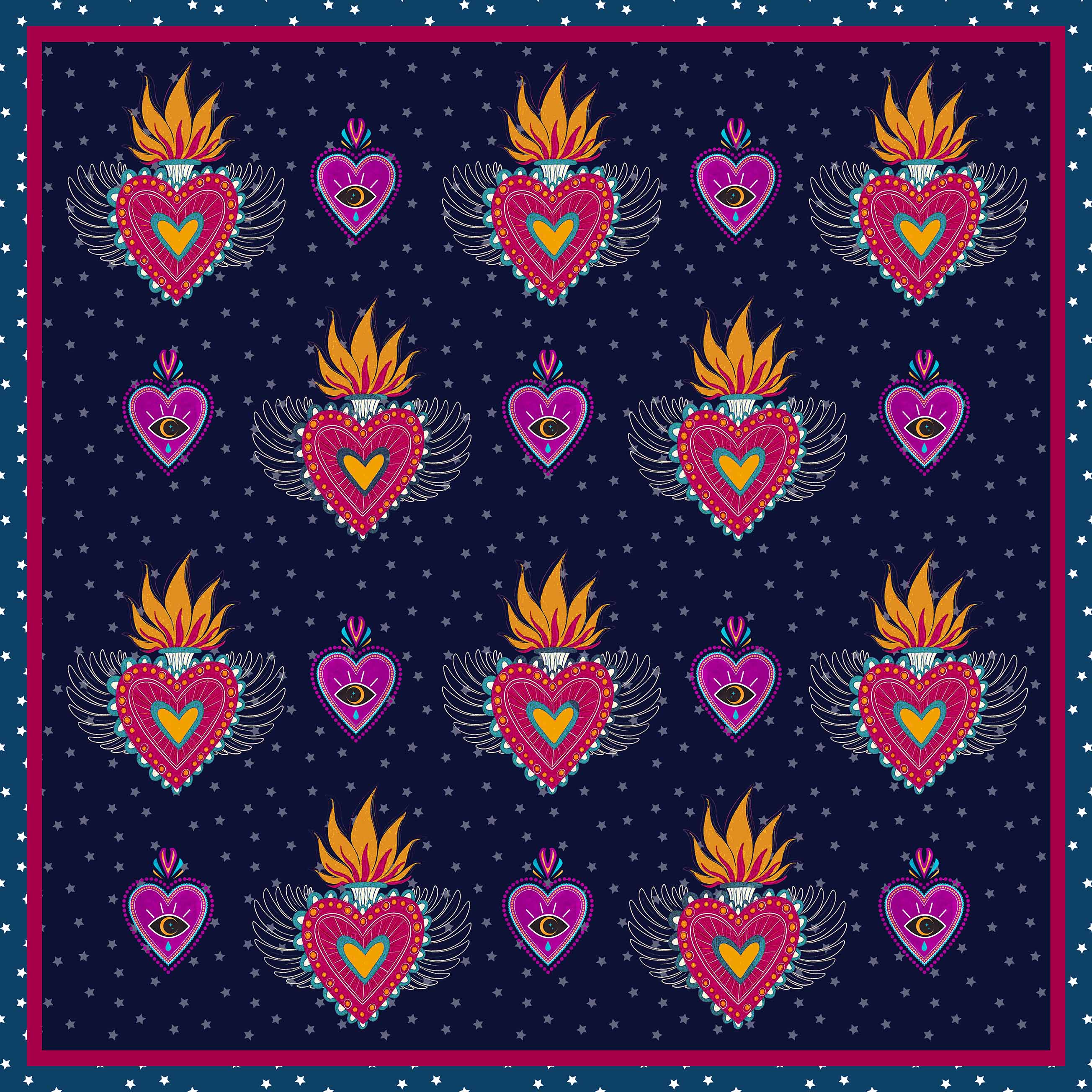 Heart scarf in polyester satin | 70x70cm