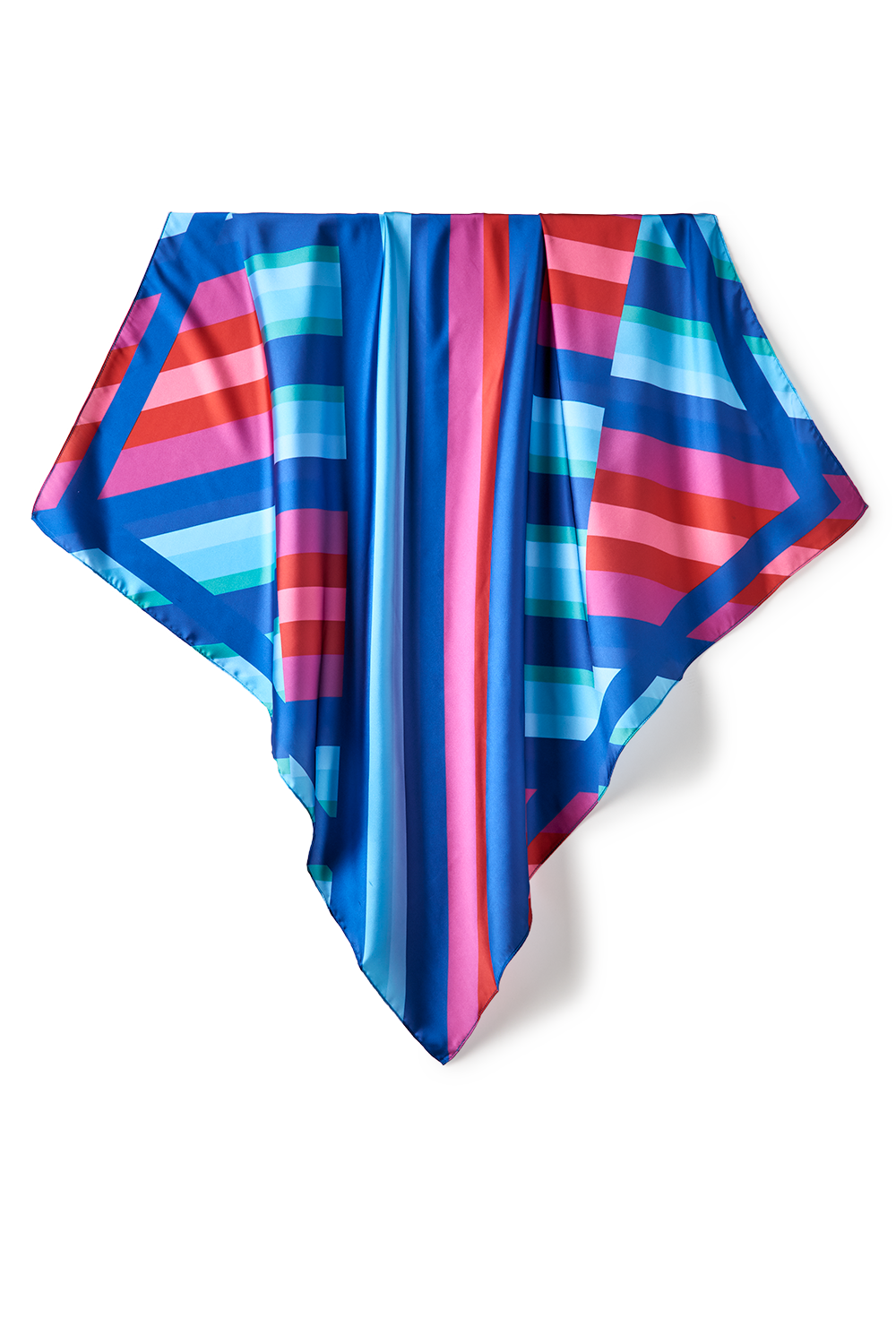 Multicolor striped scarf in polyester satin | 70x70cm