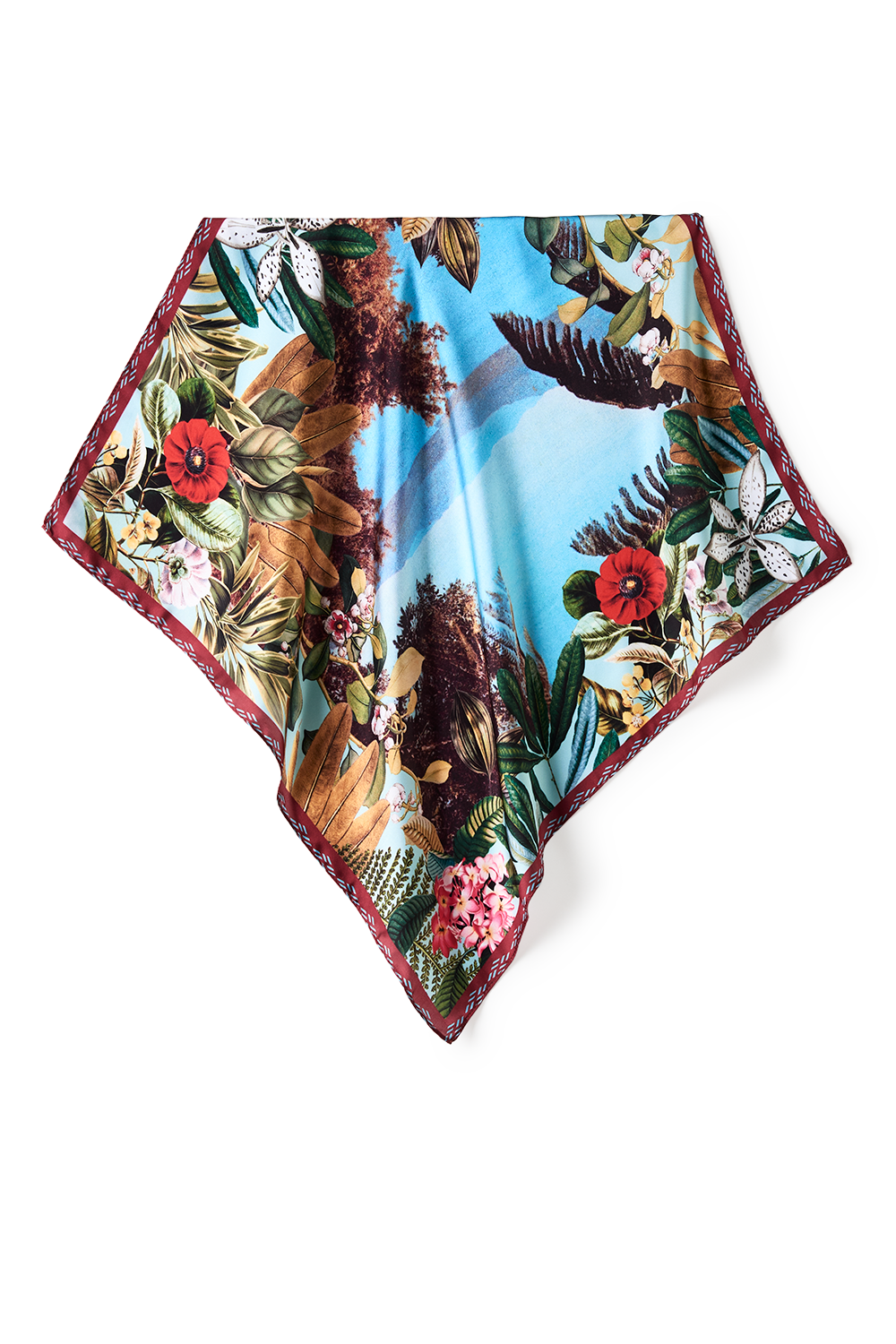 Landscape scarf in polyester satin | 50x50cm