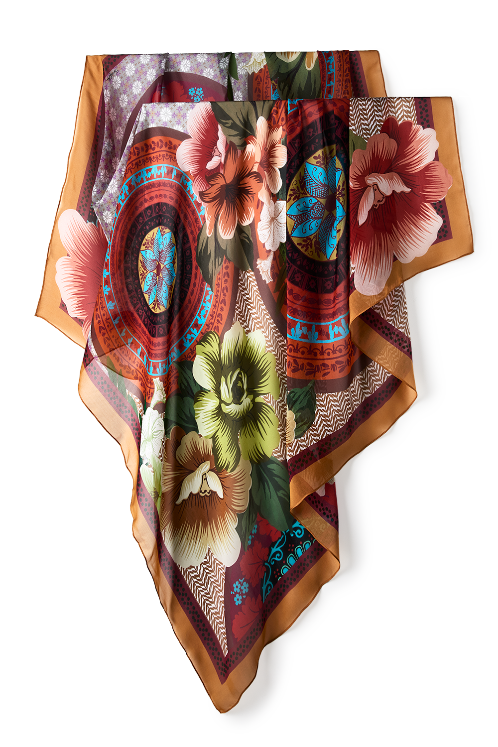 Max Thin Mandala scarf in silk mousseline | 130x130cm