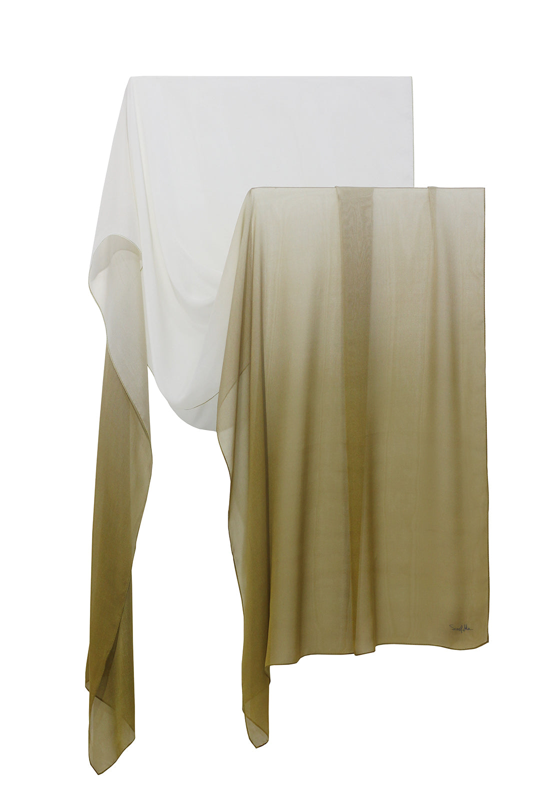 Gold gradient scarf in silk mousseline | 60x210cm