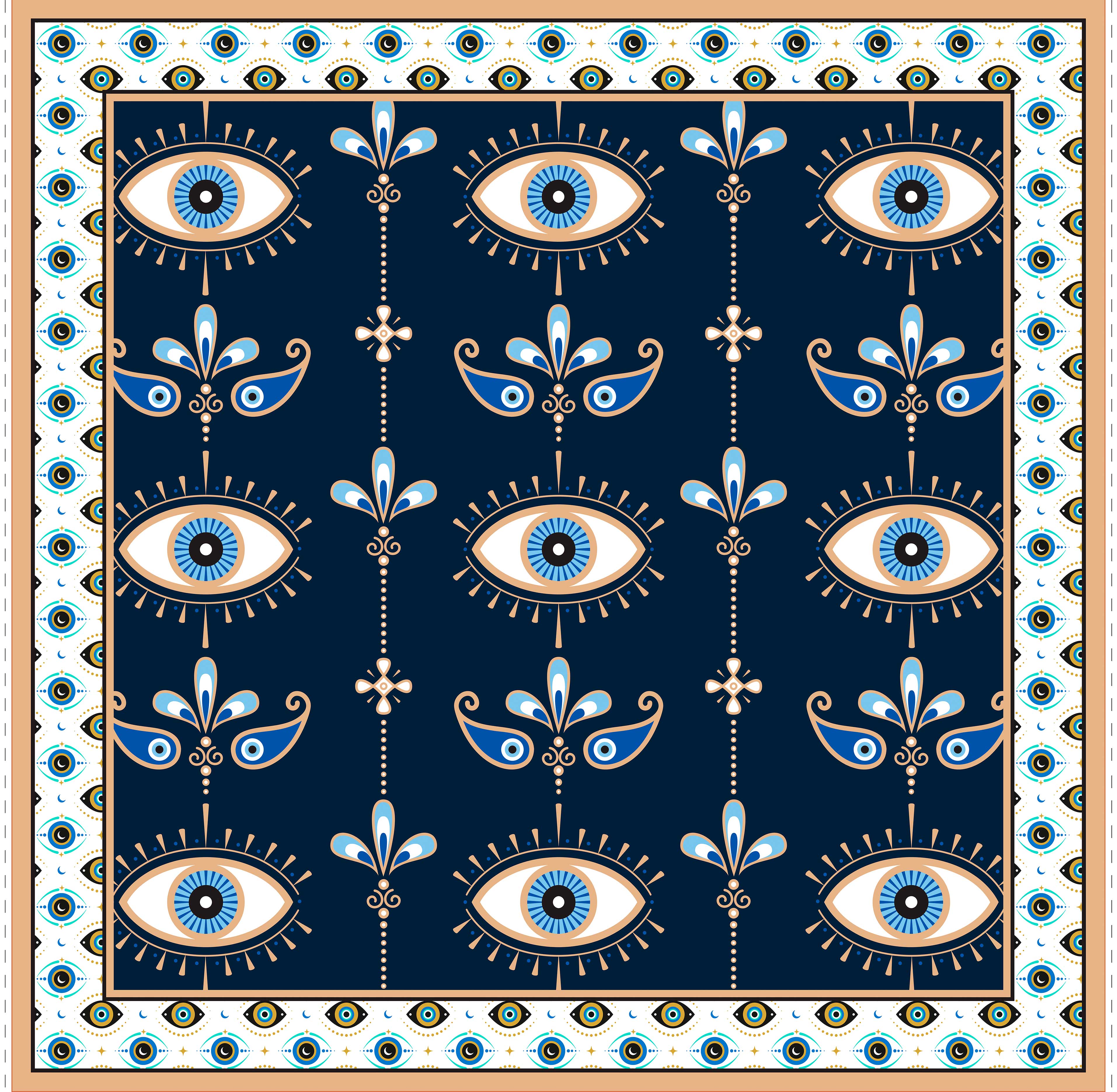 Greek Eye scarf in polyester satin | 70x70cm