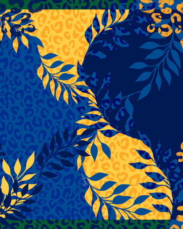 Lenço Brasil Animal Azul e Amarelo