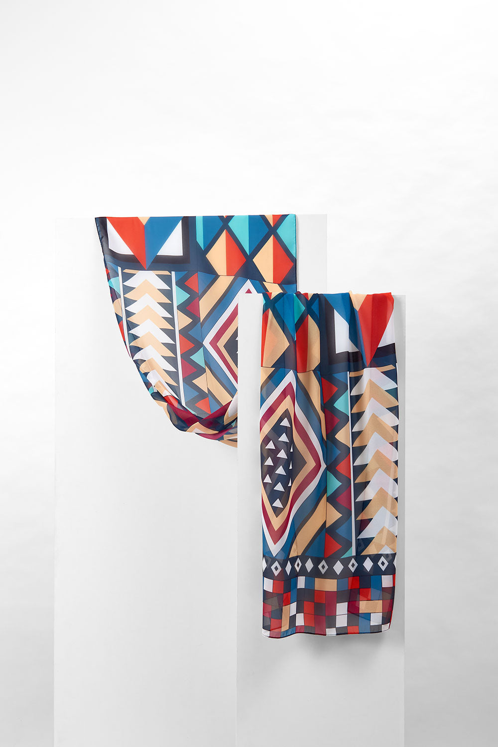 Psychedelic striped scarf in polyester mousseline | 45X210cm