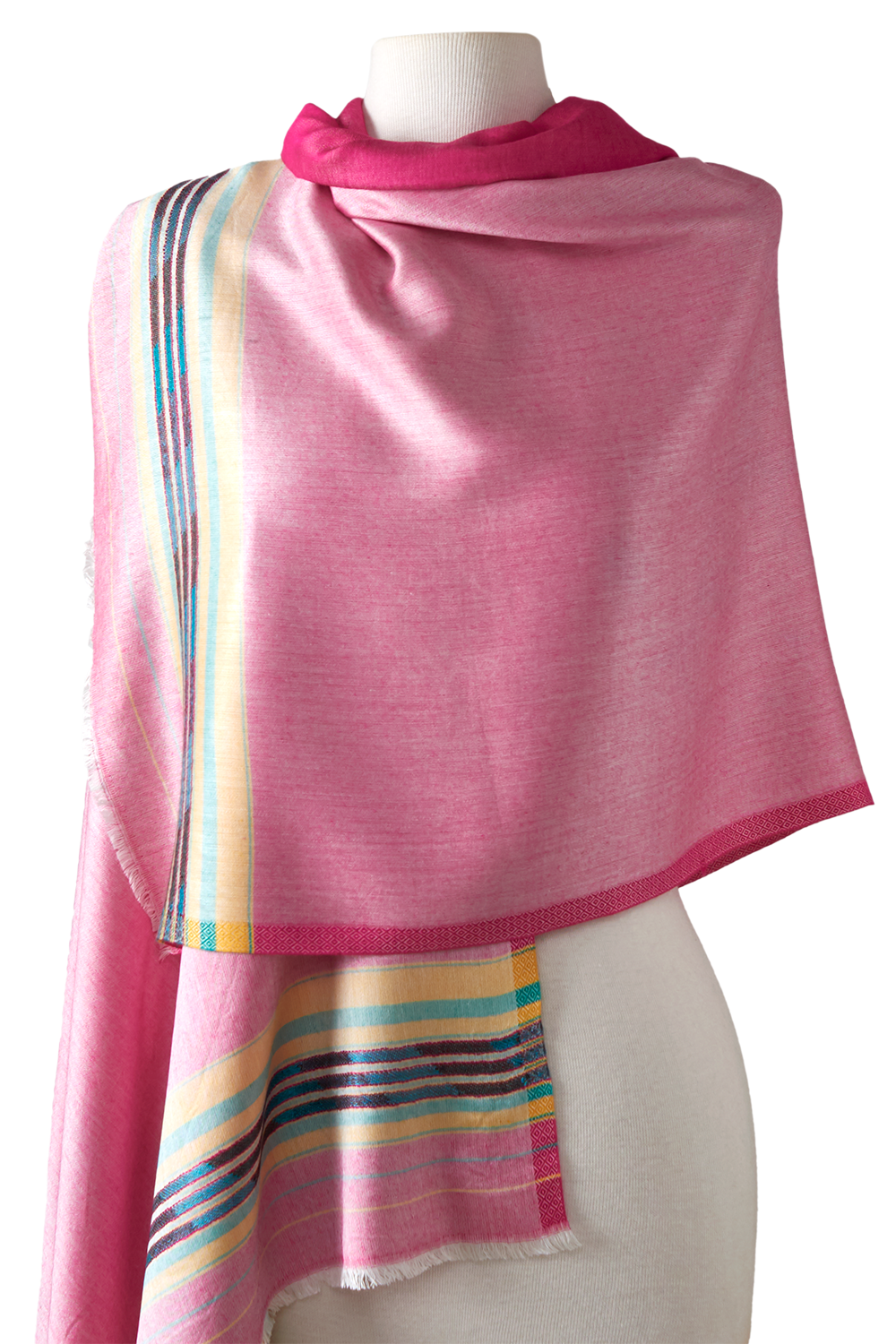 Pashmina Dupla Face modal com seda indiana rosa | 70x190cm