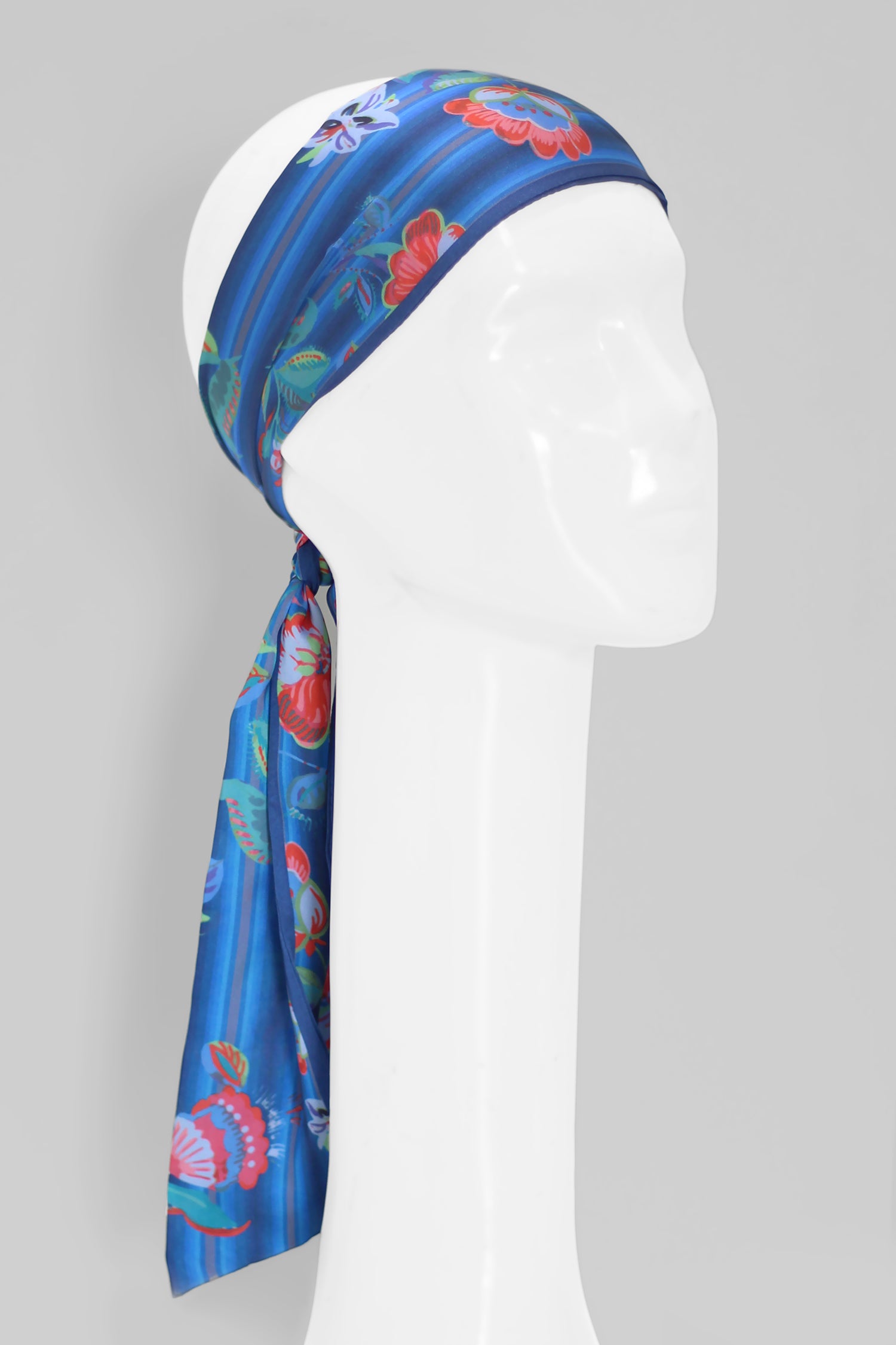 faixa para cabeça, bolsas, cabelo twilly floral aquarela azul em cetim poliéster