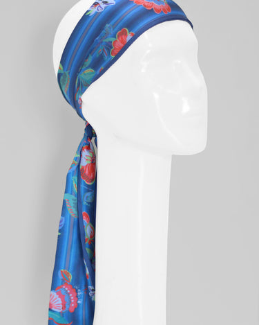 faixa para cabeça, bolsas, cabelo twilly floral aquarela azul em cetim poliéster