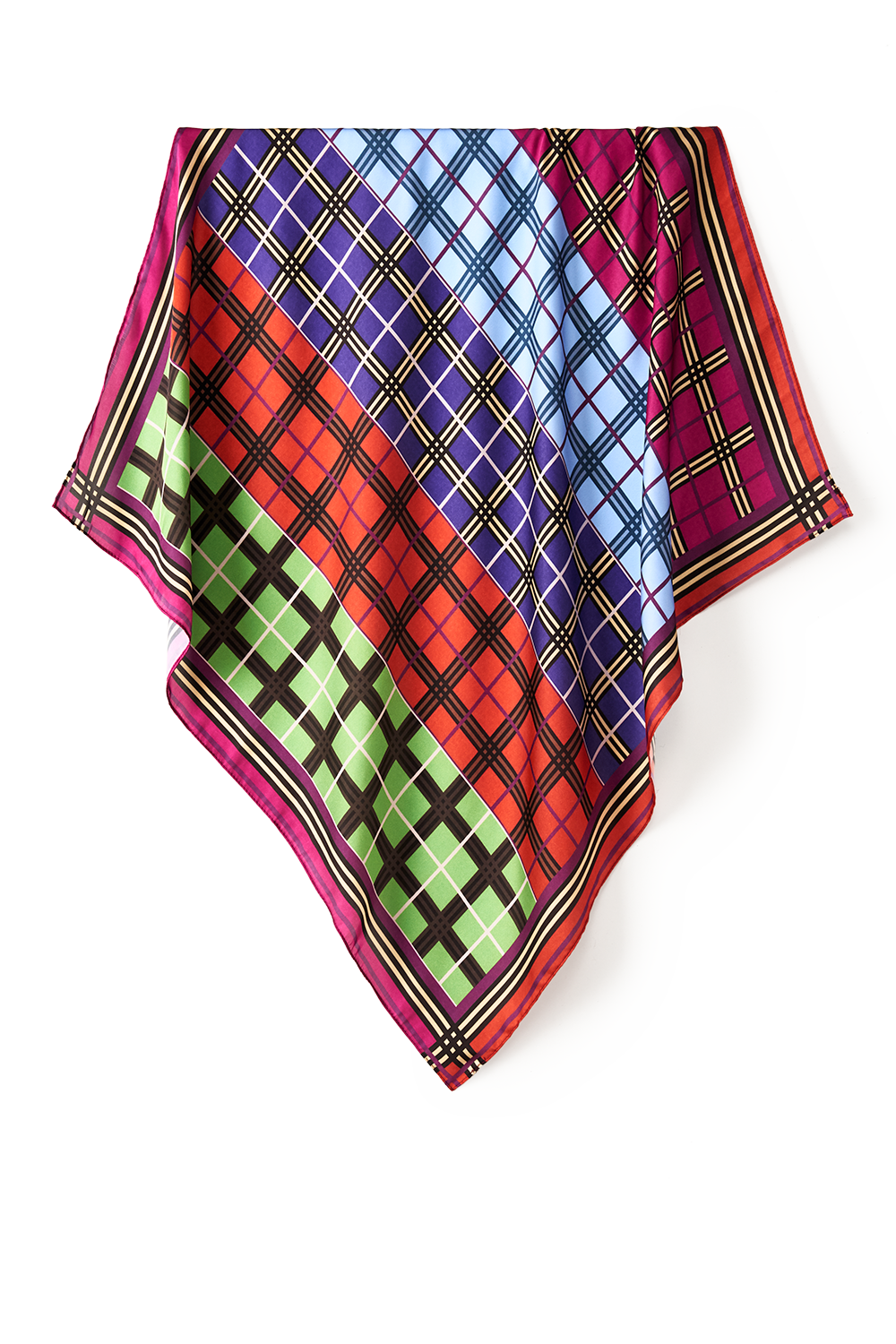 Checkered Colors scarf in polyester satin | 70x70cm