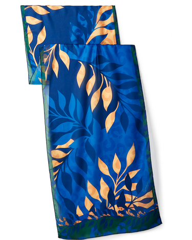 Echarpe Brasil Animal Azul e  Amarelo em mousseline poliéster