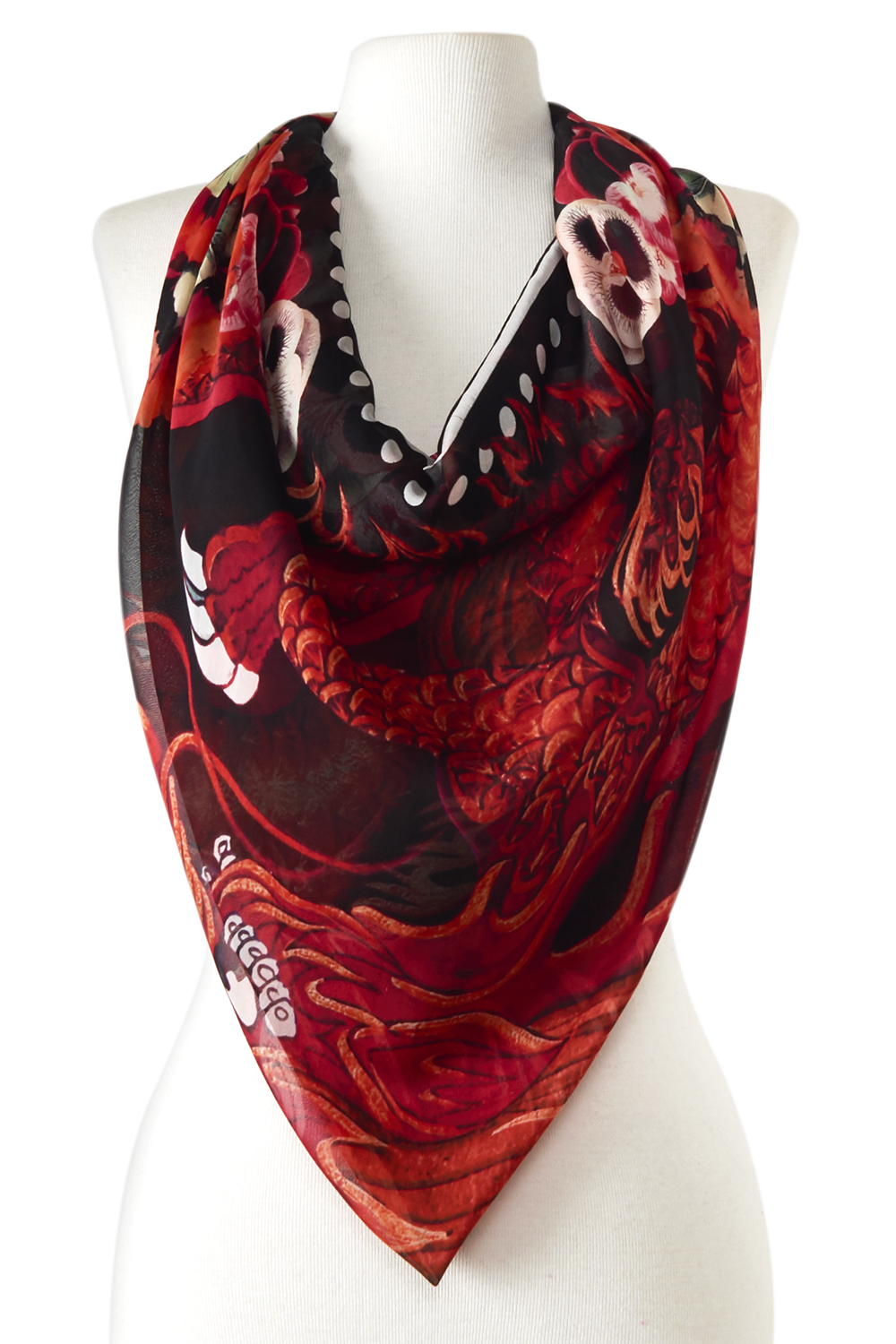 Max lenço Dragão em mousseline de seda | 130x130cm
