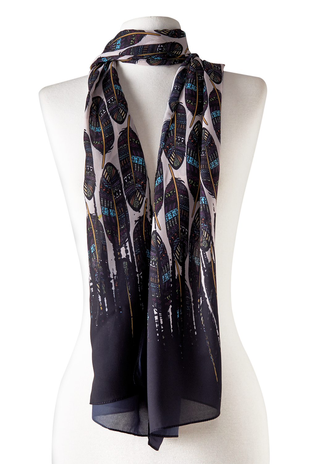 FEATHER SCARF 45X210 | POLYESTER MOUSSELINE 