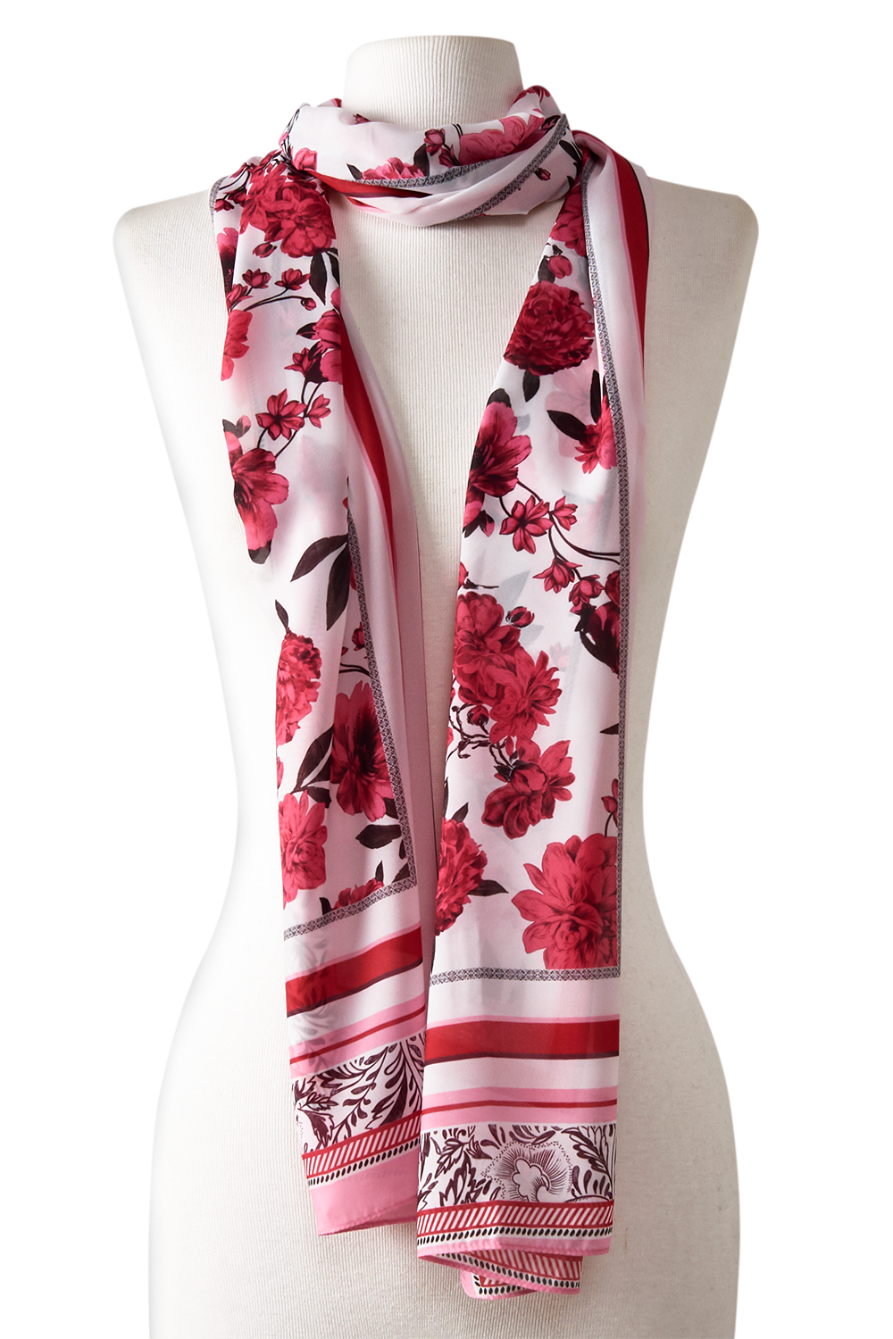 Peony scarf in polyester mousseline | 45X210cm