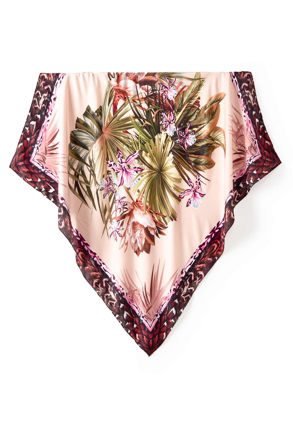 Botanical scarf in polyester satin | 70x70cm